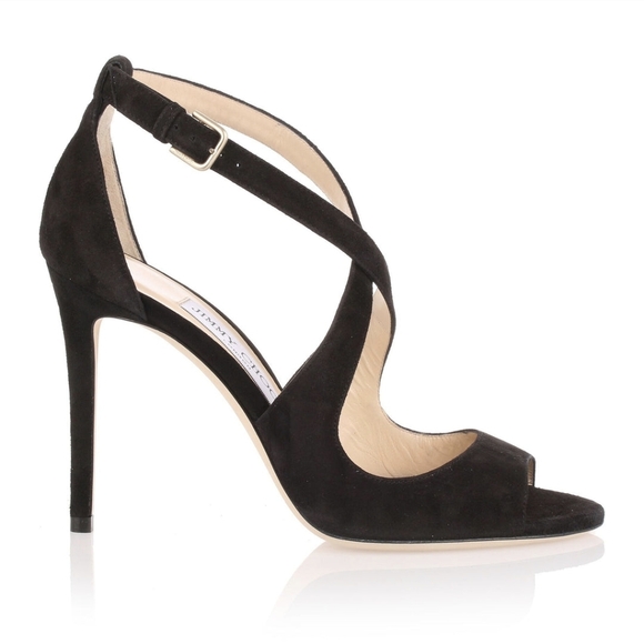 Jimmy Choo Emily 85 Suede High Heeled Sandals in black Size 39.5 US Size 9 - Picture 1 of 9